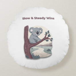 **"Slow & Steady Wins – Motivational Cute Koala "* Rundes Kissen