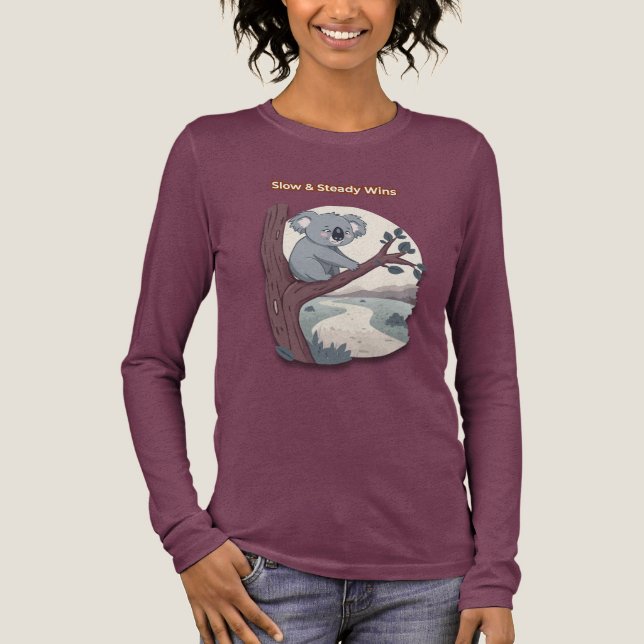 **"Slow & Steady Wins – Motivational Cute Koala "* Tri-Blend Shirt (Vorderseite)