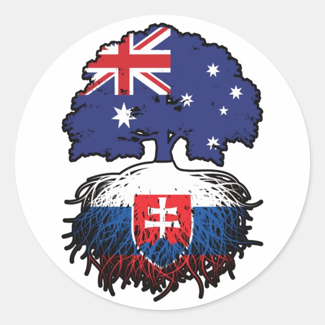 Slowakei - Australisches Australien Tree Roots Runder Aufkleber (Vorderseite)