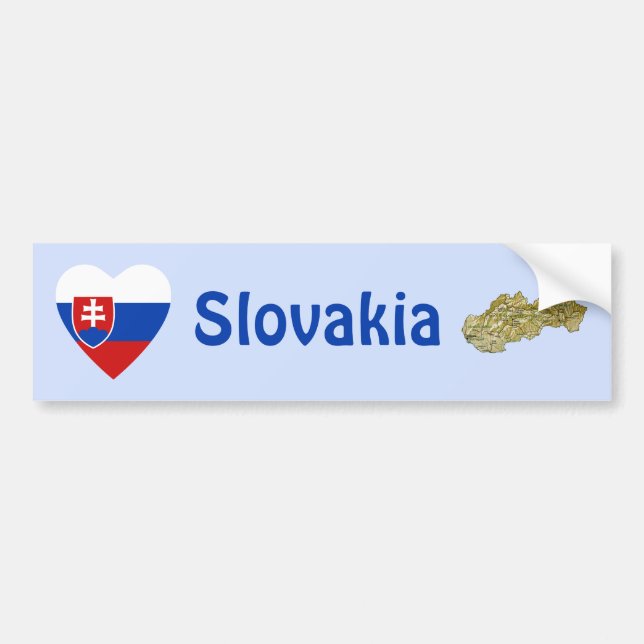 Slowakei Flaggenschwerpunkt + Karte Autoaufkleber (Vorne)