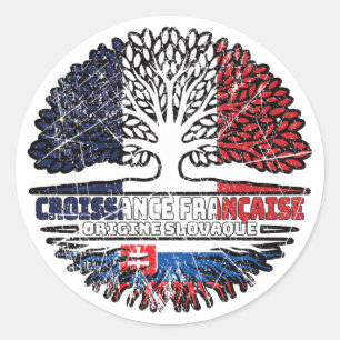 Slowakei - Französisch-Französisch-Tree-Roots-Flag Runder Aufkleber