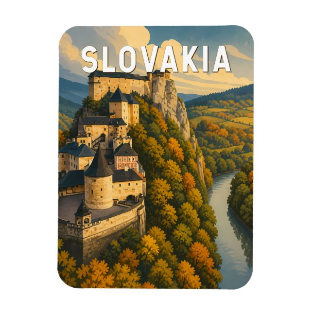 Slowakei Illustration Reise Kunst Vintage Magnet (Vertikal)
