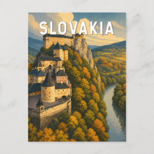 Slowakei Illustration Reise Kunst Vintage Postkarte