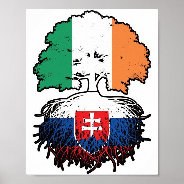 Slowakei - Irish Ireland Tree Roots Flag Poster (Vorne)