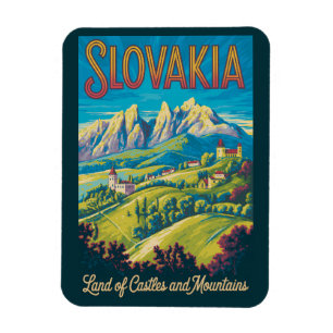 Slowakei Skyline Illustration Reise Kunst Vintage Magnet