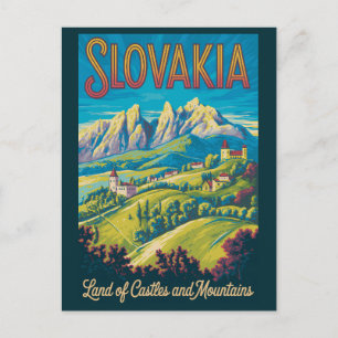 Slowakei Skyline Illustration Reise Kunst Vintage Postkarte
