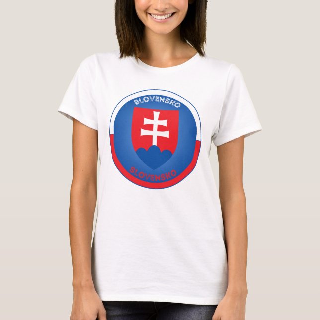 Slowakei Wappen Kreisform  T-Shirt (Vorderseite)