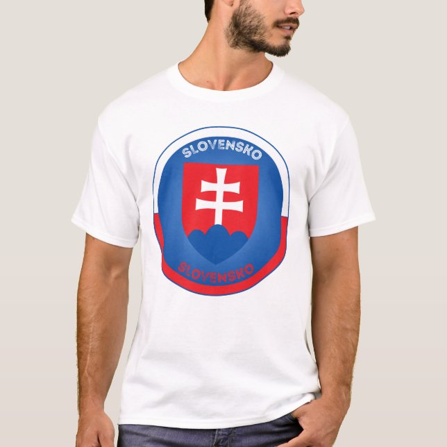 Slowakei Wappen Kreisform  T-Shirt (Vorderseite)