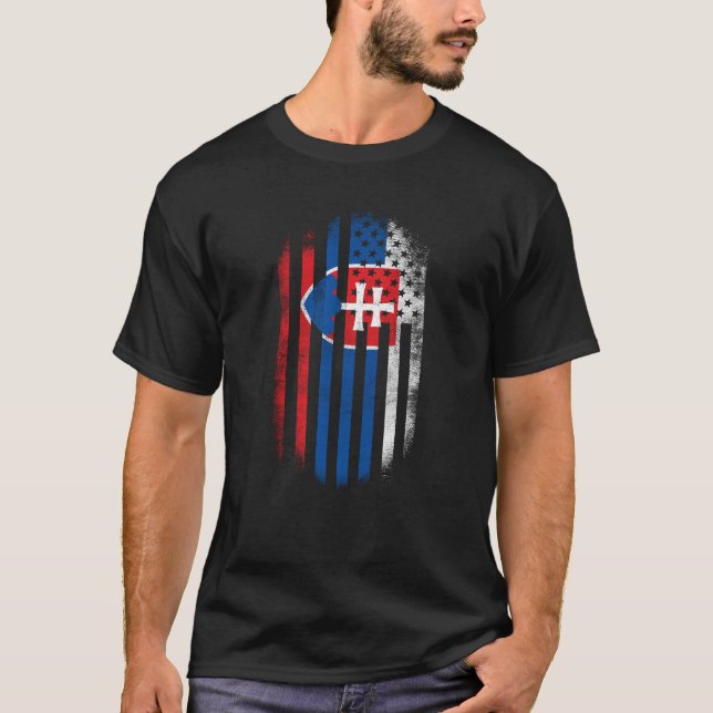 Slowakische amerikanische Flagge   Slowakei und T-Shirt (Vorderseite)