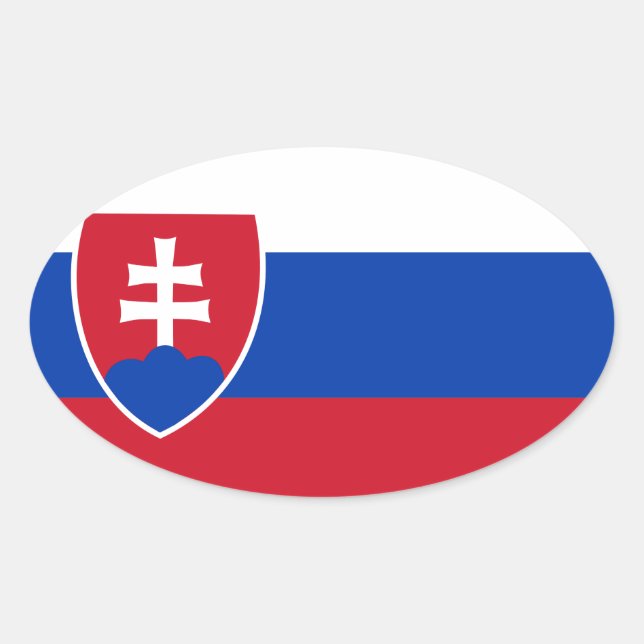 slowakische Flagge Ovaler Aufkleber (Vorderseite)