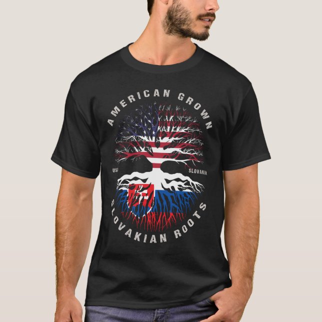 Slowakische Roots-Flagge für die USA T-Shirt (Vorderseite)