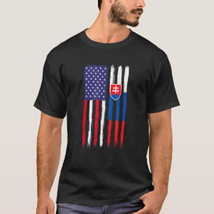 Slowakische Roots Halbamerikanische Flagge Patriot T-Shirt