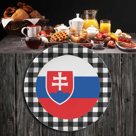 Slowakische Tafel, Büffel kariert und Slowakei-Fla Pappteller