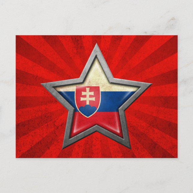 Slowakischer Flaggenstern mit Lichtstrahlen Postkarte (Vorderseite)