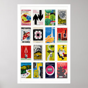 Slowakischer Streichholzschachtel-Etiketten-Raster Poster