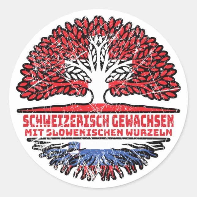 Slowenien Baum Runder Aufkleber (Vorderseite)