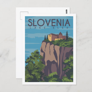 Slowenien - Bled Travel Place Illustration Postkarte