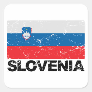 Slowenien Flagge Vintage Quadratischer Aufkleber