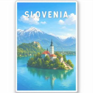 Slowenien Illustration Reise Kunst Vintage Aufkleber