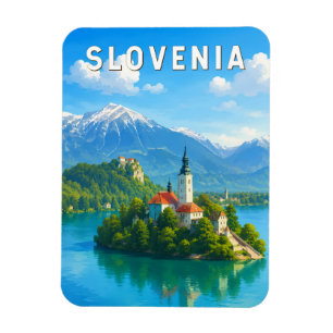 Slowenien Illustration Reise Kunst Vintage Magnet