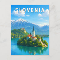 Slowenien Illustration Reise Kunst Vintage