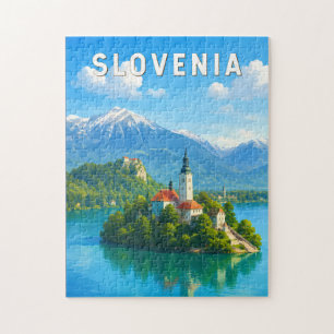 Slowenien Illustration Reise Kunst Vintage Puzzle