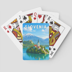 Slowenien Illustration Reise Kunst Vintage Spielkarten