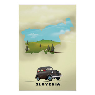 Slowenien Illustrierte Landkarte Reiseplakat Poster