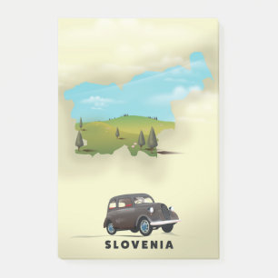 Slowenien Illustriertes Reiseplakat Post-it Klebezettel