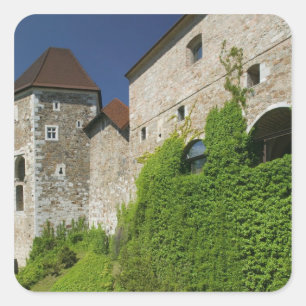 SLOWENIEN, Ljubljana: Burgberg / Ljubljana Quadratischer Aufkleber