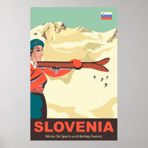 Slowenien Skigebiete Poster