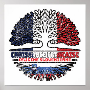 Slowenien Slowenisch  Französisch Frankreich Baumw Poster