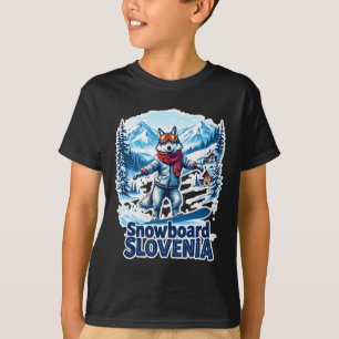 Slowenien Snowboard Wolf mit Bergen T-Shirt