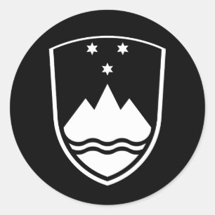 Slowenien Wappen, einfach, schwarz und weiß Runder Aufkleber