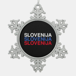 SLOWENIENISCHE Fahne Schneeflocken Zinn-Ornament