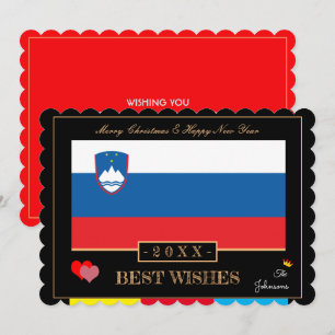 Slowenische Fahne & Happy New Year/Best Wishings Feiertagskarte