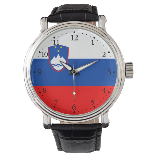 Slowenische Flagge Armbanduhr (Vorderseite)