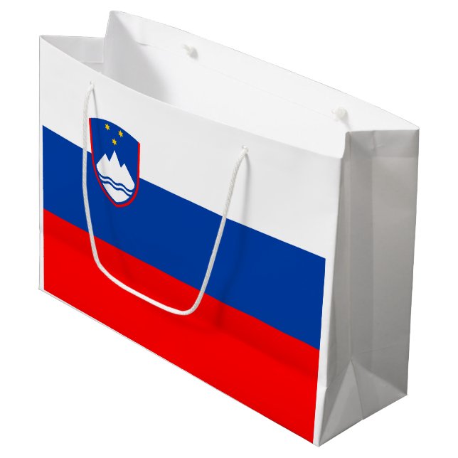 Slowenische Flagge Große Geschenktüte (Vorderseite Schrägansicht)