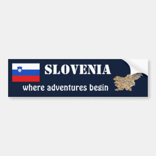 Slowenische Flagge + Karte Autoaufkleber
