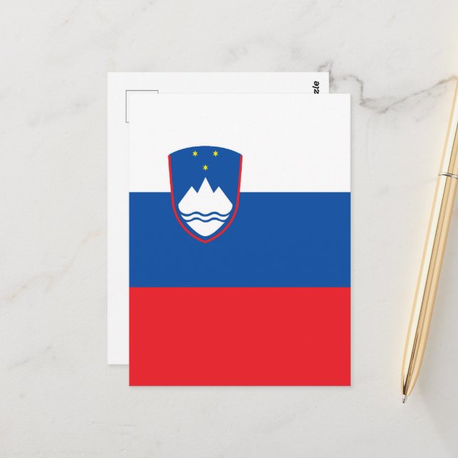 Slowenische Flagge Postkarte (Vorderseite/Rückseite Beispiel)