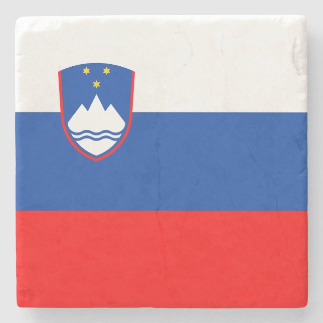 Slowenische Flagge Steinuntersetzer (Vorderseite)