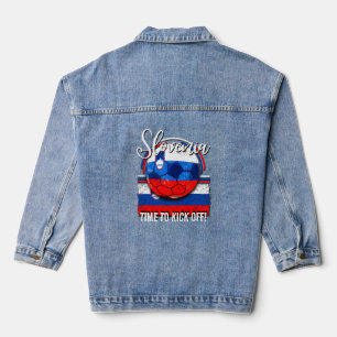 Slowenische Fußballflagge, Retro-Fußball Jeansjacke