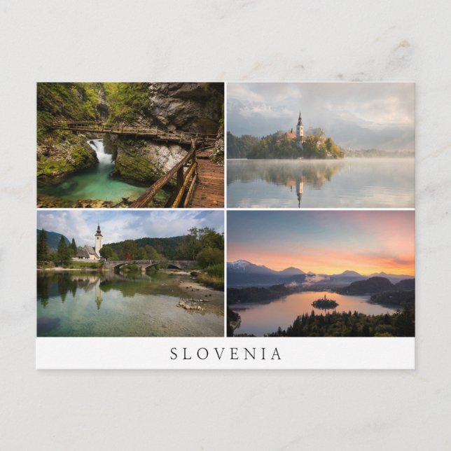 Slowenische Landschaften rund um Bled Collage Souv Postkarte (Vorderseite)