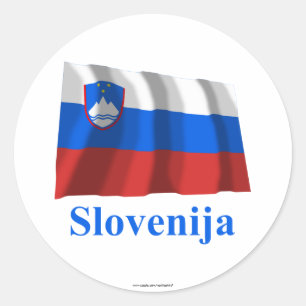 Slowenische Waving Flag mit Name in slowenisch Runder Aufkleber