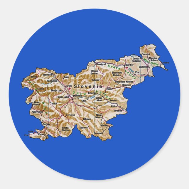 Slowenischer Kartenaufkleber Runder Aufkleber (Vorderseite)