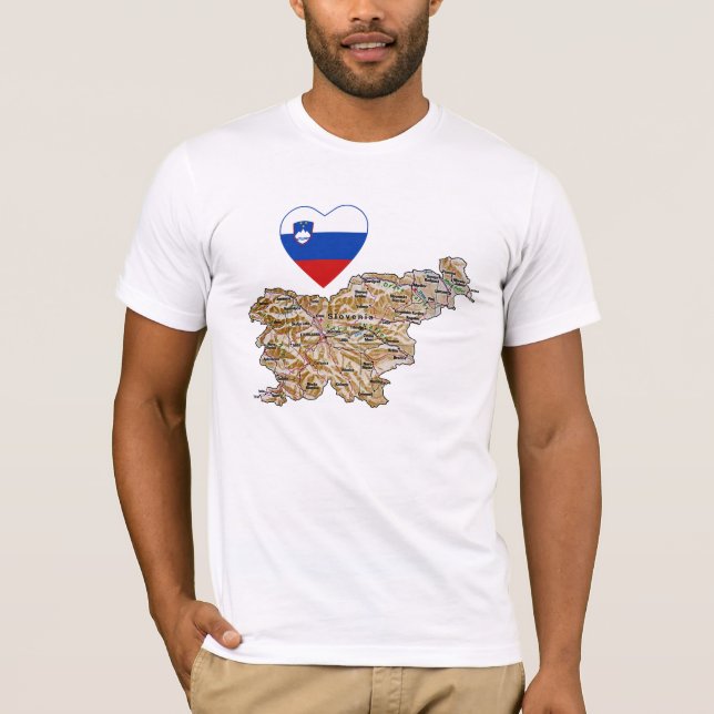 Slowenisches Flaggenherz und T - Shirt (Vorderseite)