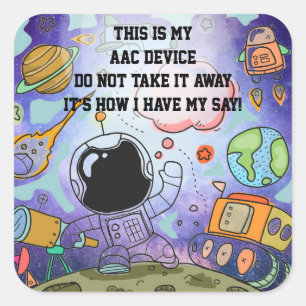 SLP AAC Aids - ALERT Stickers for Devices - Space