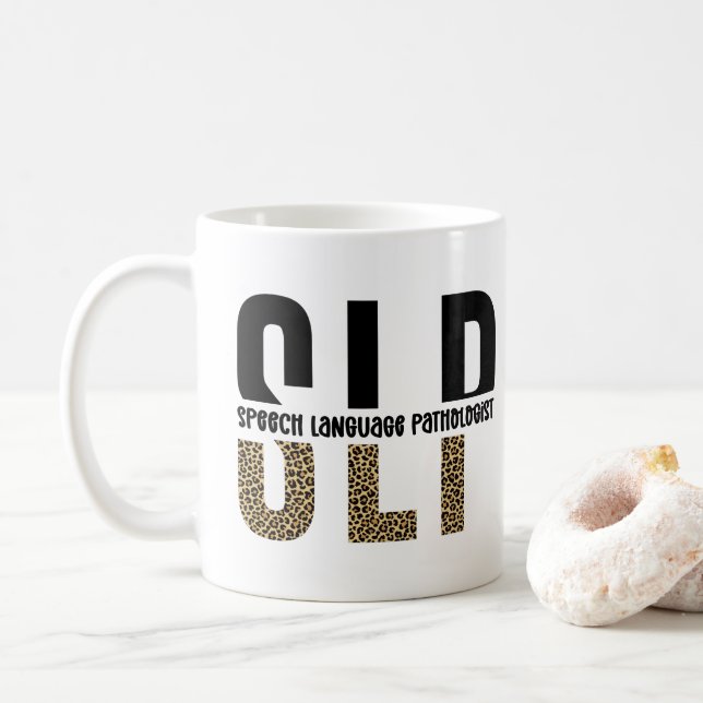 SLP Cheetah Print Speech Sprachpathologe Geschenk Kaffeetasse (Mit Donut)