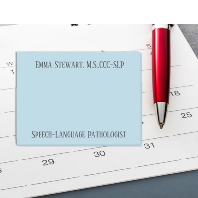 SLP (Speech Language Pathologe) Beitrag, den es no Post-it Klebezettel (Von Creator hochgeladen)