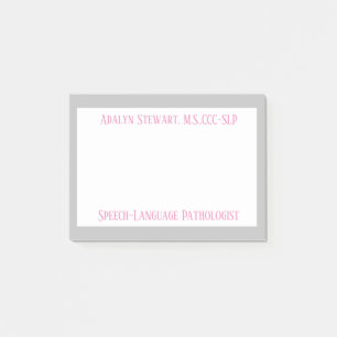 SLP (Speech Language Pathologe) Beitrag, den es no Post-it Klebezettel